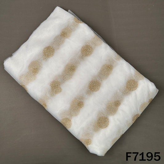 Dyeable Cut Dana Zari Embroidered Net Fabric - F7195