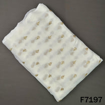 Dyeable Cut Dana Zari Sequins Embroidered Georgette Fabric - F7197