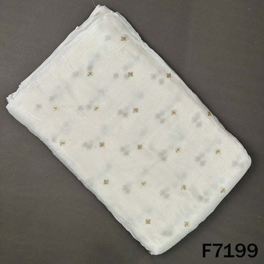 Dyeable Zari Sequins Embroidered Chinnon Chiffon Fabric - F7199