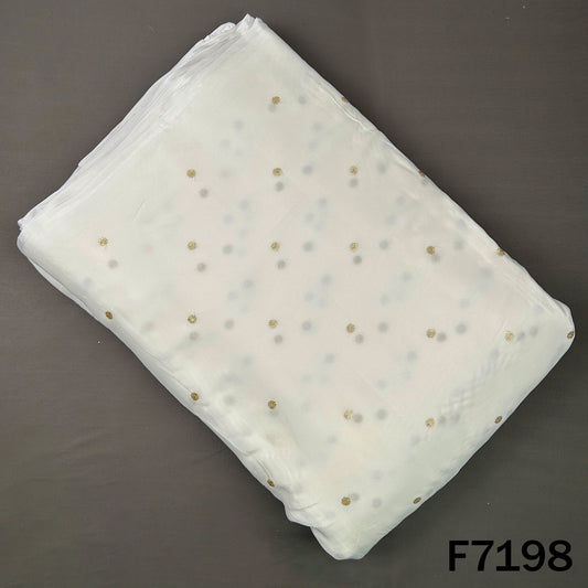 Dyeable Zari Sequins Embroidered Chinnon Chiffon Fabric - F7198