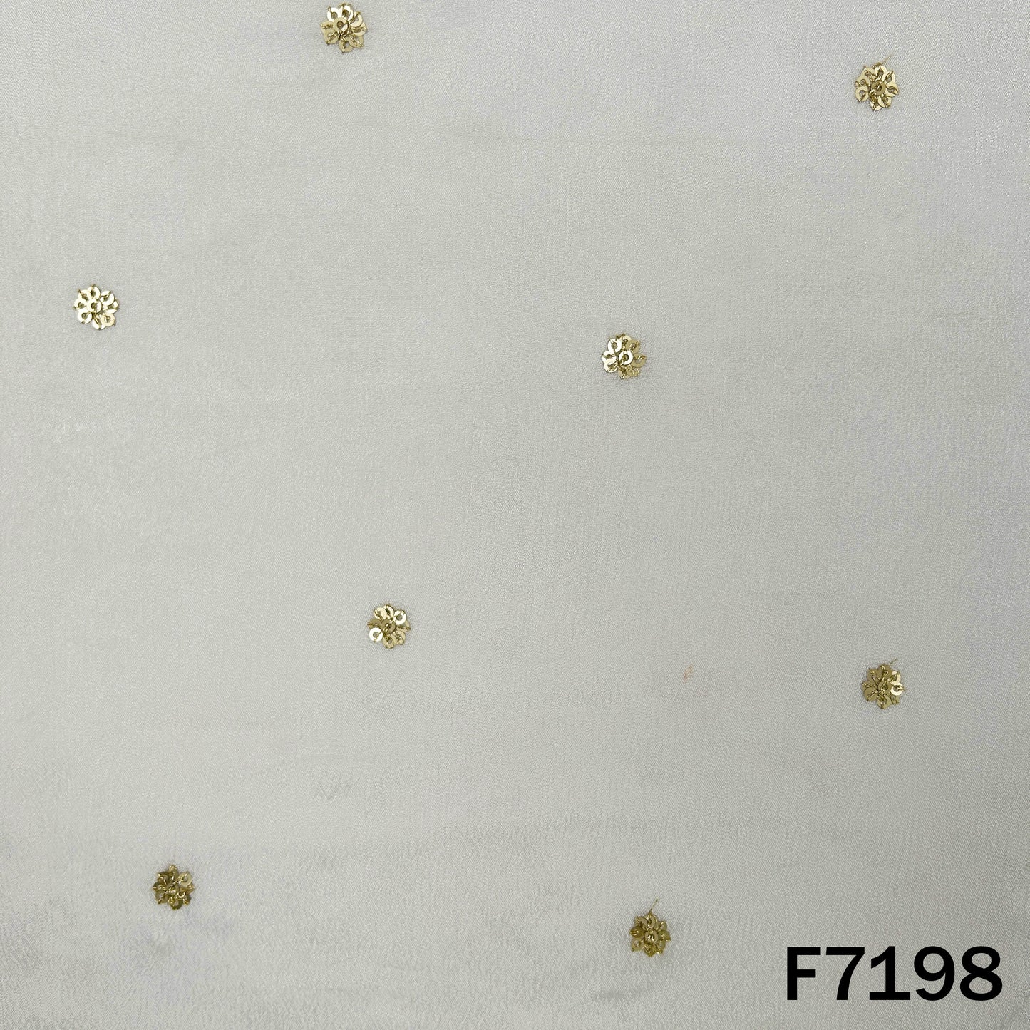 Dyeable Zari Sequins Embroidered Chinnon Chiffon Fabric - F7198