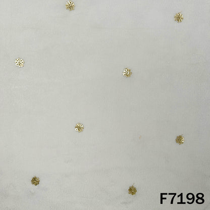 Dyeable Zari Sequins Embroidered Chinnon Chiffon Fabric - F7198
