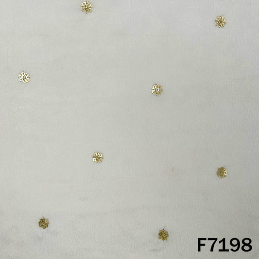 Dyeable Zari Sequins Embroidered Chinnon Chiffon Fabric - F7198