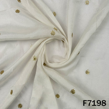 Dyeable Zari Sequins Embroidered Chinnon Chiffon Fabric - F7198