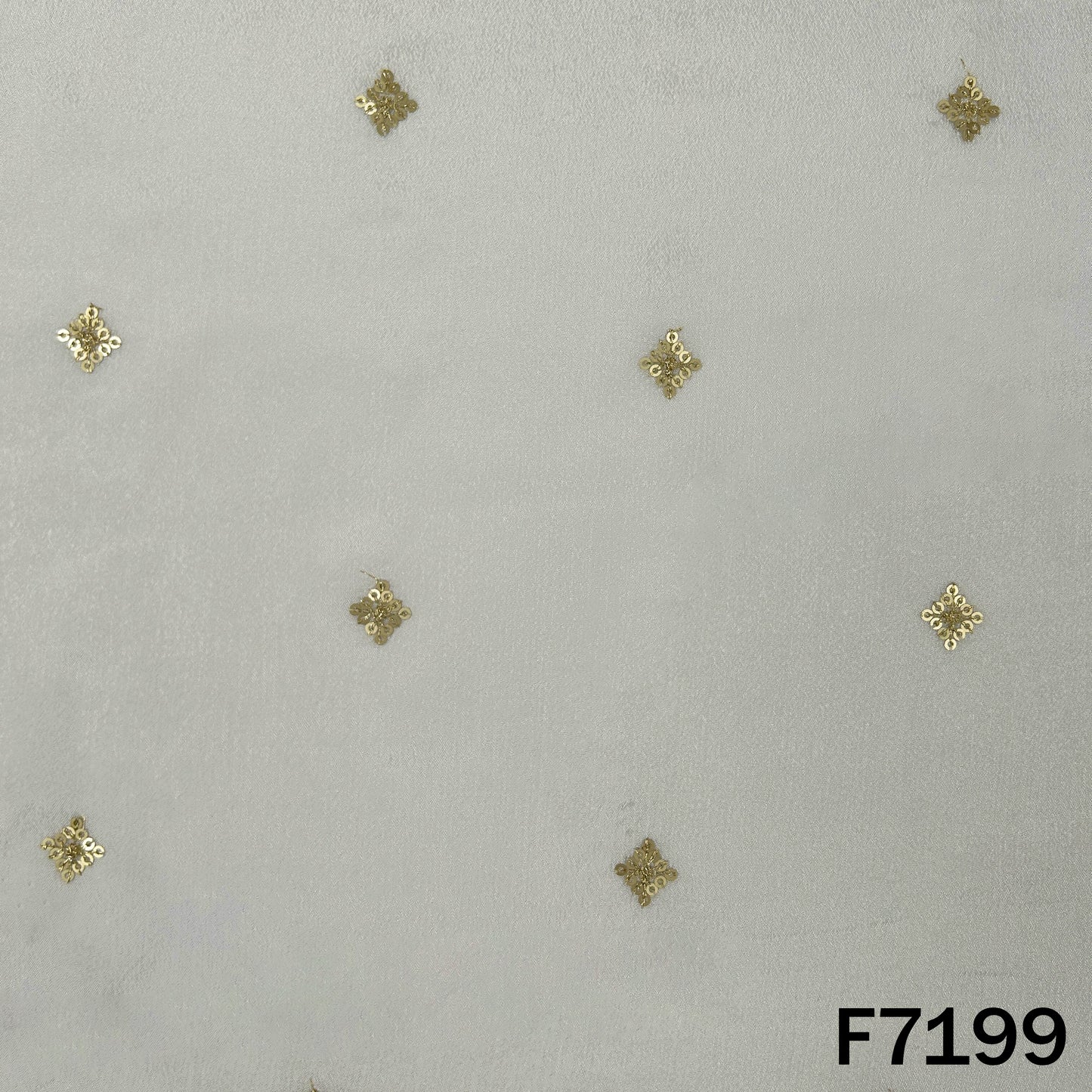 Dyeable Zari Sequins Embroidered Chinnon Chiffon Fabric - F7199