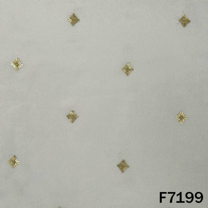 Dyeable Zari Sequins Embroidered Chinnon Chiffon Fabric - F7199