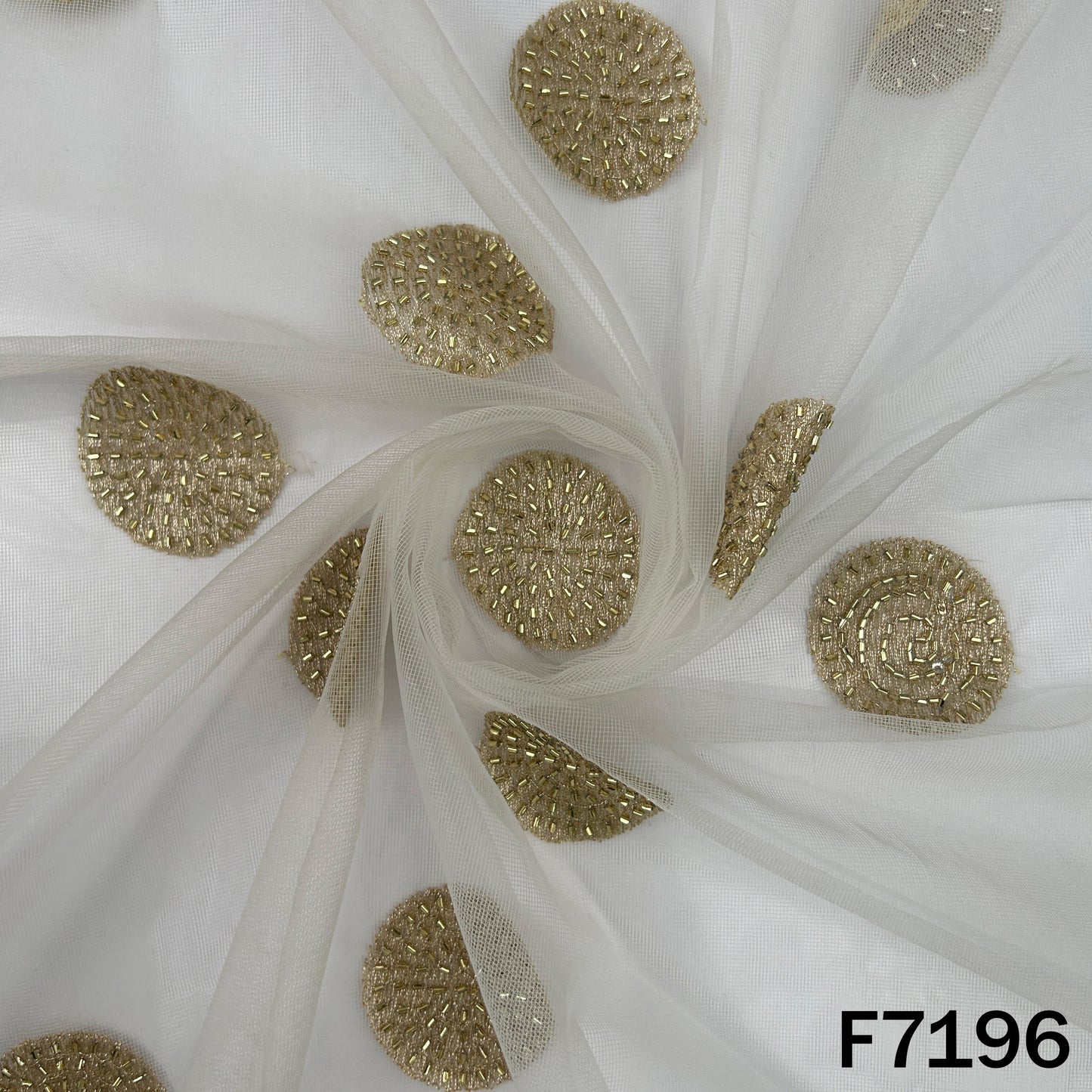 Dyeable Cut Dana Zari Embroidered Net Fabric - F7196
