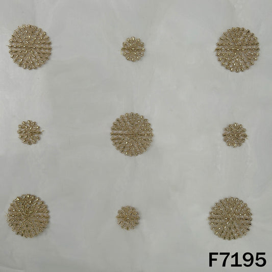 Dyeable Cut Dana Zari Embroidered Net Fabric - F7195