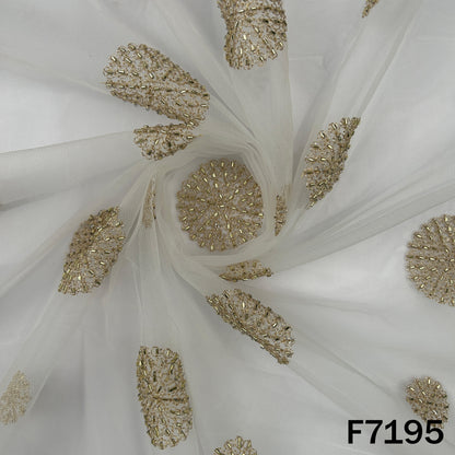 Dyeable Cut Dana Zari Embroidered Net Fabric - F7195