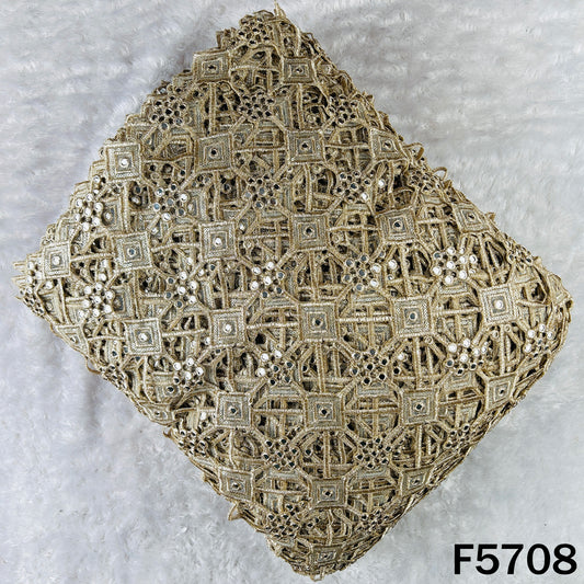 Zari Sequins Faux Mirror Fancy Cut Work Fabric - F5708