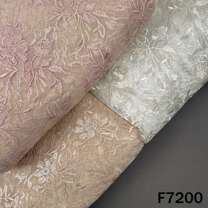 Zari Sequins Thread Embroidered Georgette Fabric - F7200