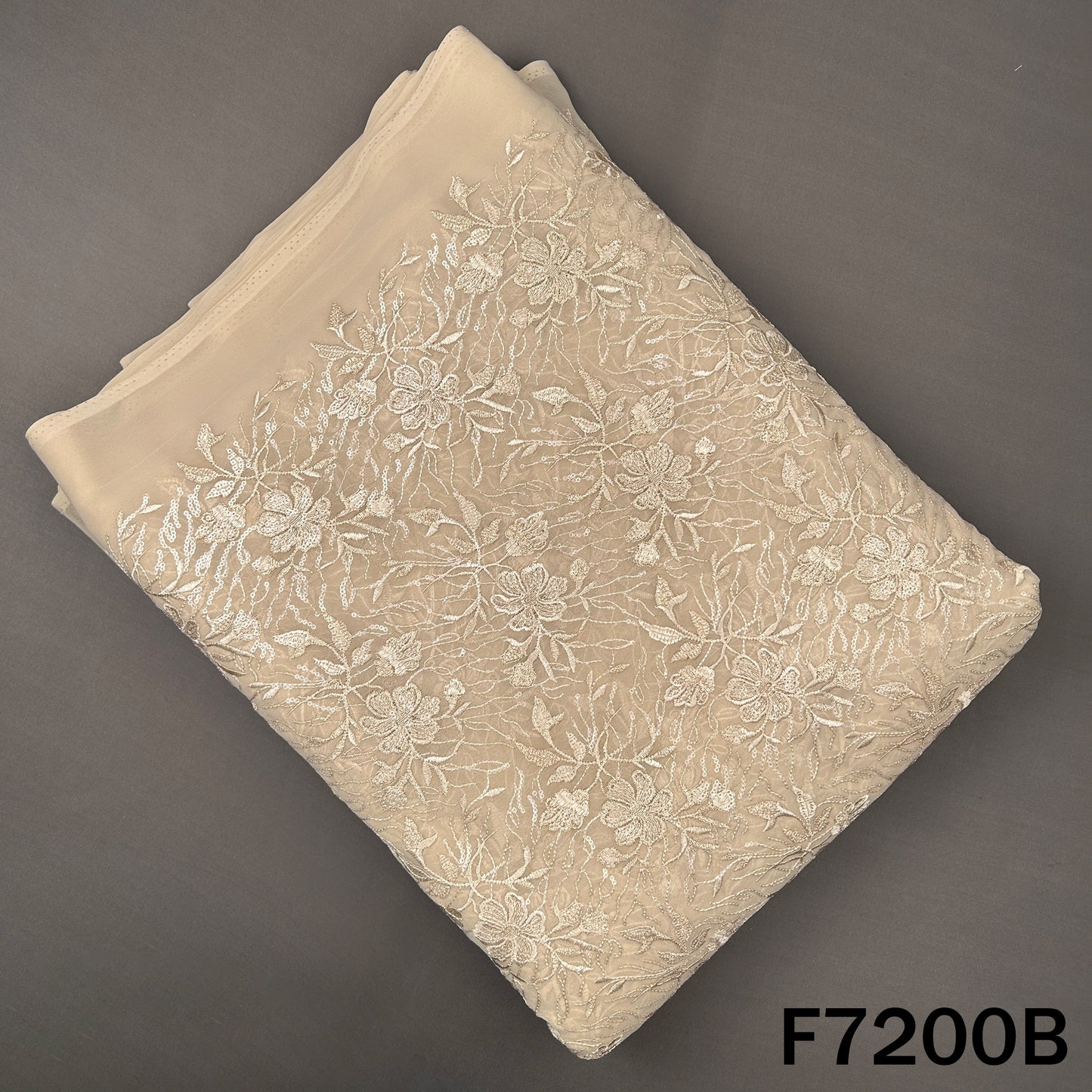 Zari Sequins Thread Embroidered Georgette Fabric - F7200