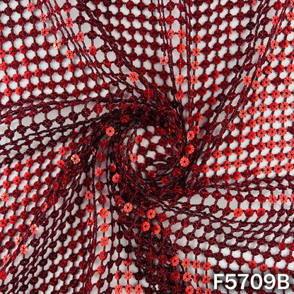 Zari Sequins Fancy Cut Work Fabric - F5709