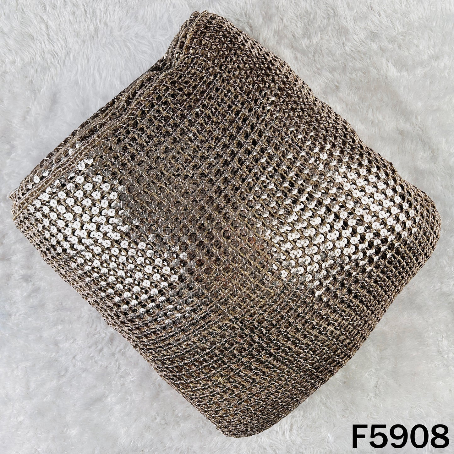 Zari Sequins Fancy Cut Work Fabric - F5908