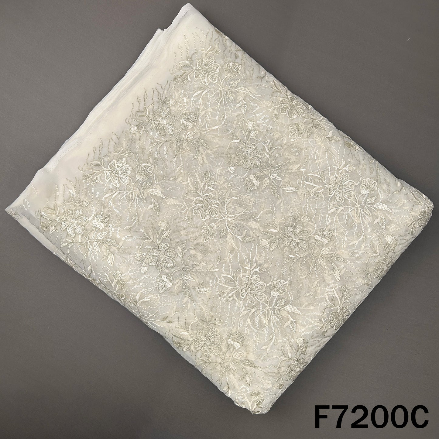 Zari Sequins Thread Embroidered Georgette Fabric - F7200
