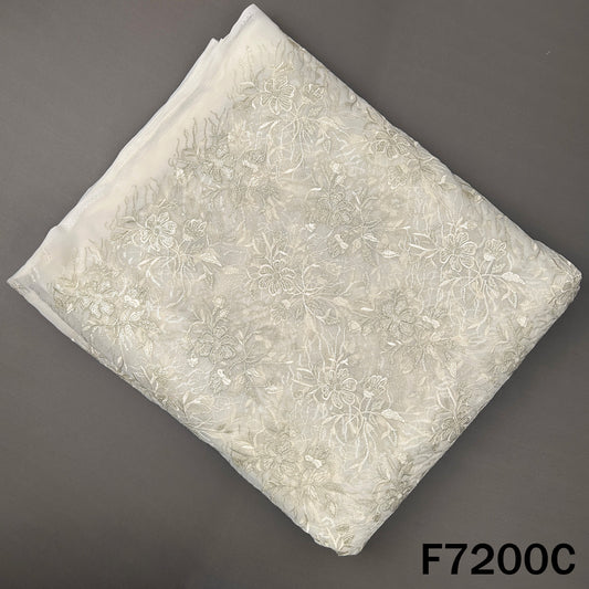 Zari Sequins Thread Embroidered Georgette Fabric - F7200
