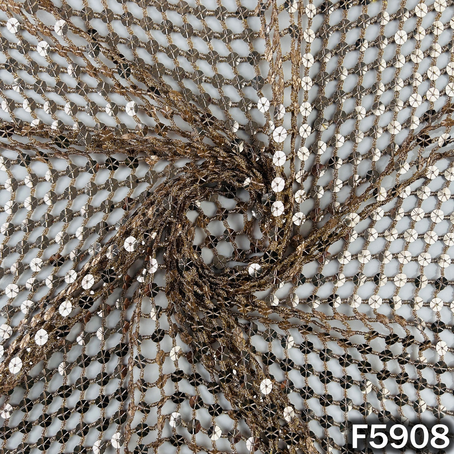 Zari Sequins Fancy Cut Work Fabric - F5908