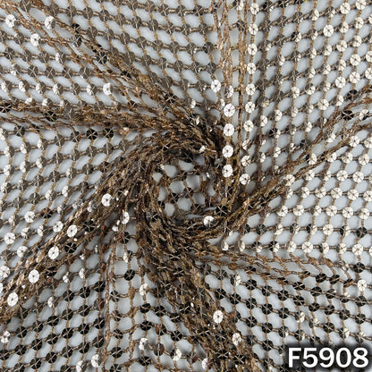 Zari Sequins Fancy Cut Work Fabric - F5908