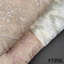 Zari Sequins Thread Embroidered Georgette Fabric - F7201