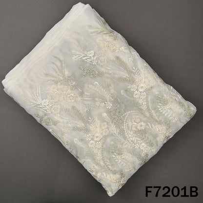 Zari Sequins Thread Embroidered Georgette Fabric - F7201