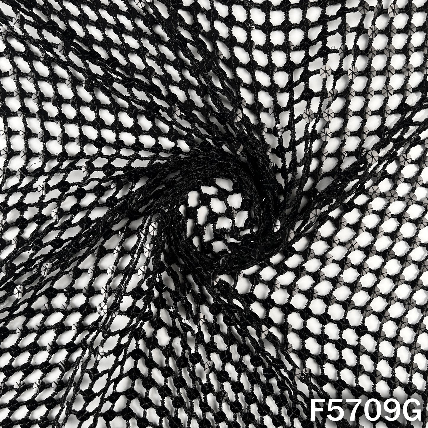 Zari Sequins Fancy Cut Work Fabric - F5709