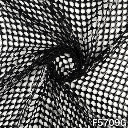 Zari Sequins Fancy Cut Work Fabric - F5709