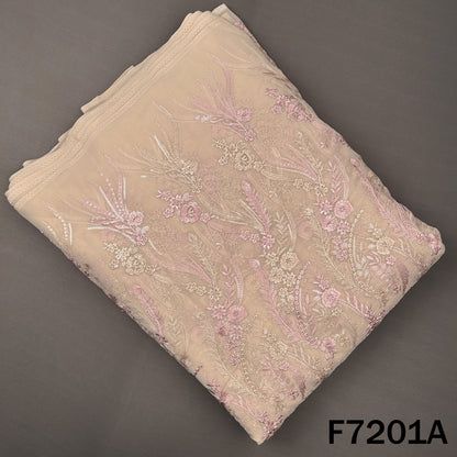 Zari Sequins Thread Embroidered Georgette Fabric - F7201