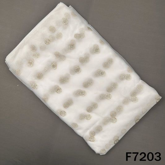 Dyeable Cut Dana Zari Sequins Embroidered Net Fabric - F7203