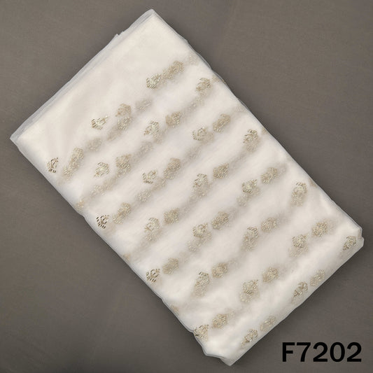 Dyeable Cut Dana Zari Sequins Embroidered Net Fabric - F7202