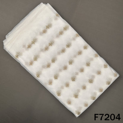 Dyeable Cut Dana Zari Sequins Embroidered Net Fabric - F7204