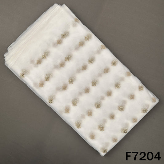 Dyeable Cut Dana Zari Sequins Embroidered Net Fabric - F7204