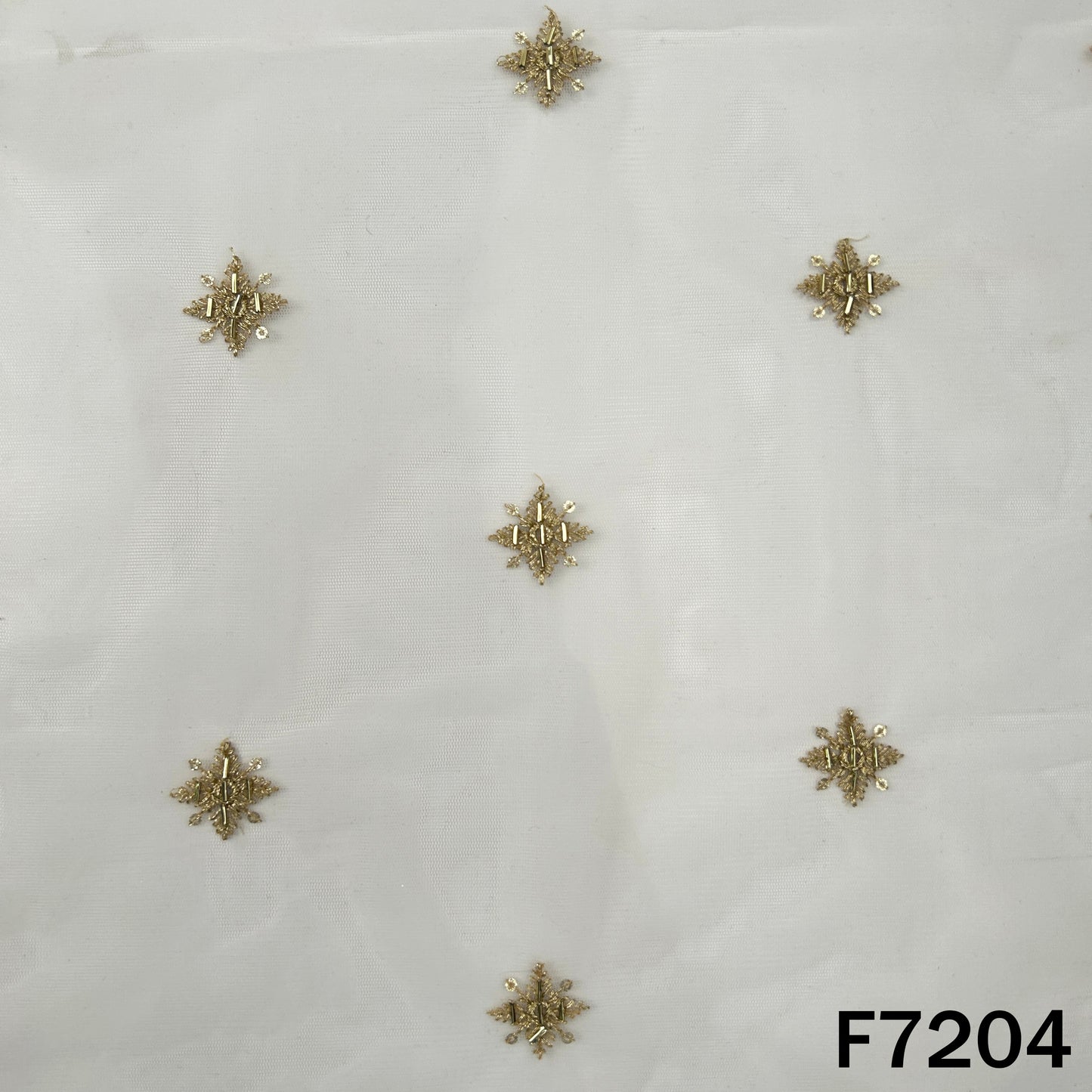 Dyeable Cut Dana Zari Sequins Embroidered Net Fabric - F7204