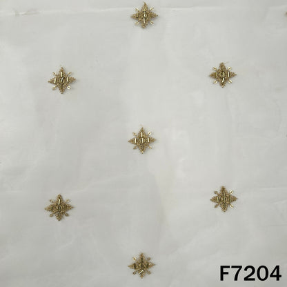 Dyeable Cut Dana Zari Sequins Embroidered Net Fabric - F7204