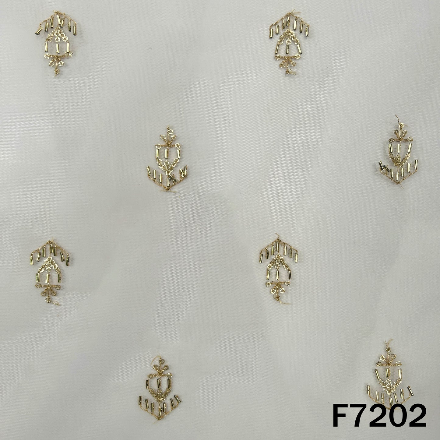 Dyeable Cut Dana Zari Sequins Embroidered Net Fabric - F7202