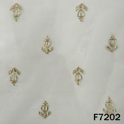Dyeable Cut Dana Zari Sequins Embroidered Net Fabric - F7202