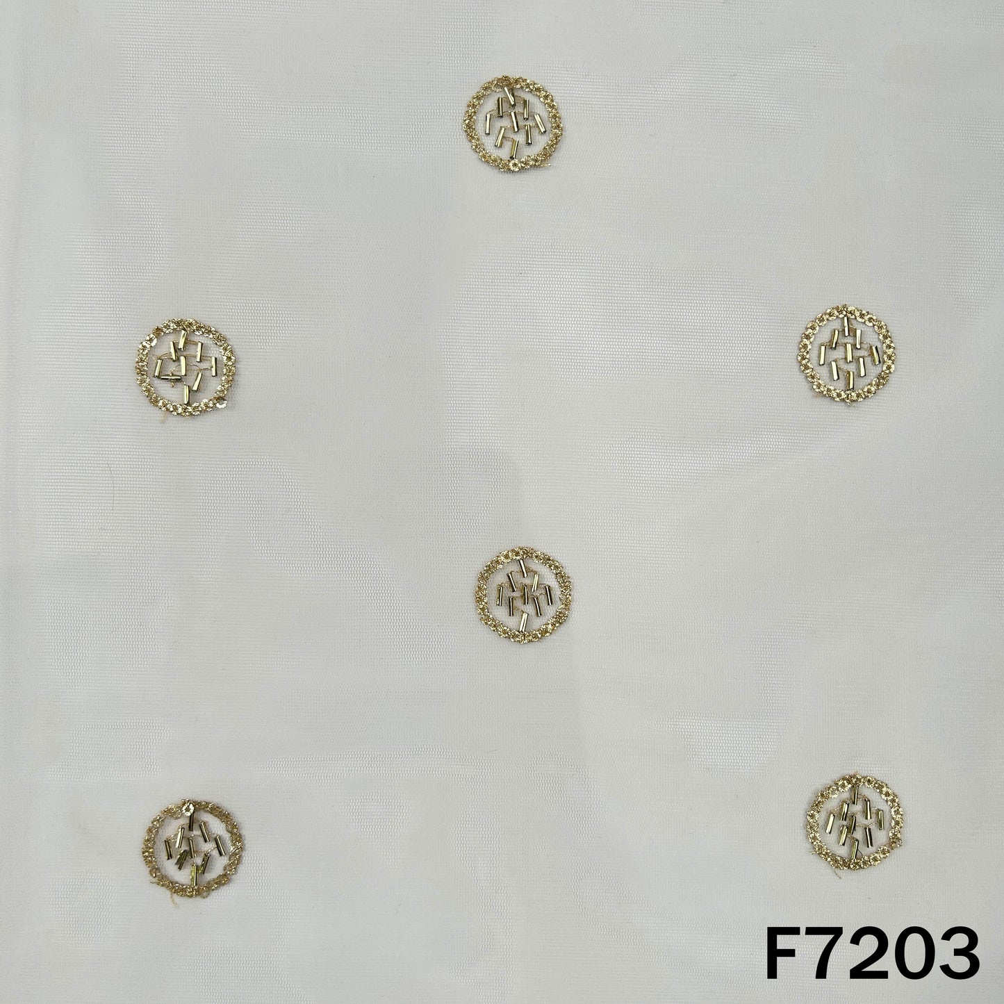 Dyeable Cut Dana Zari Sequins Embroidered Net Fabric - F7203