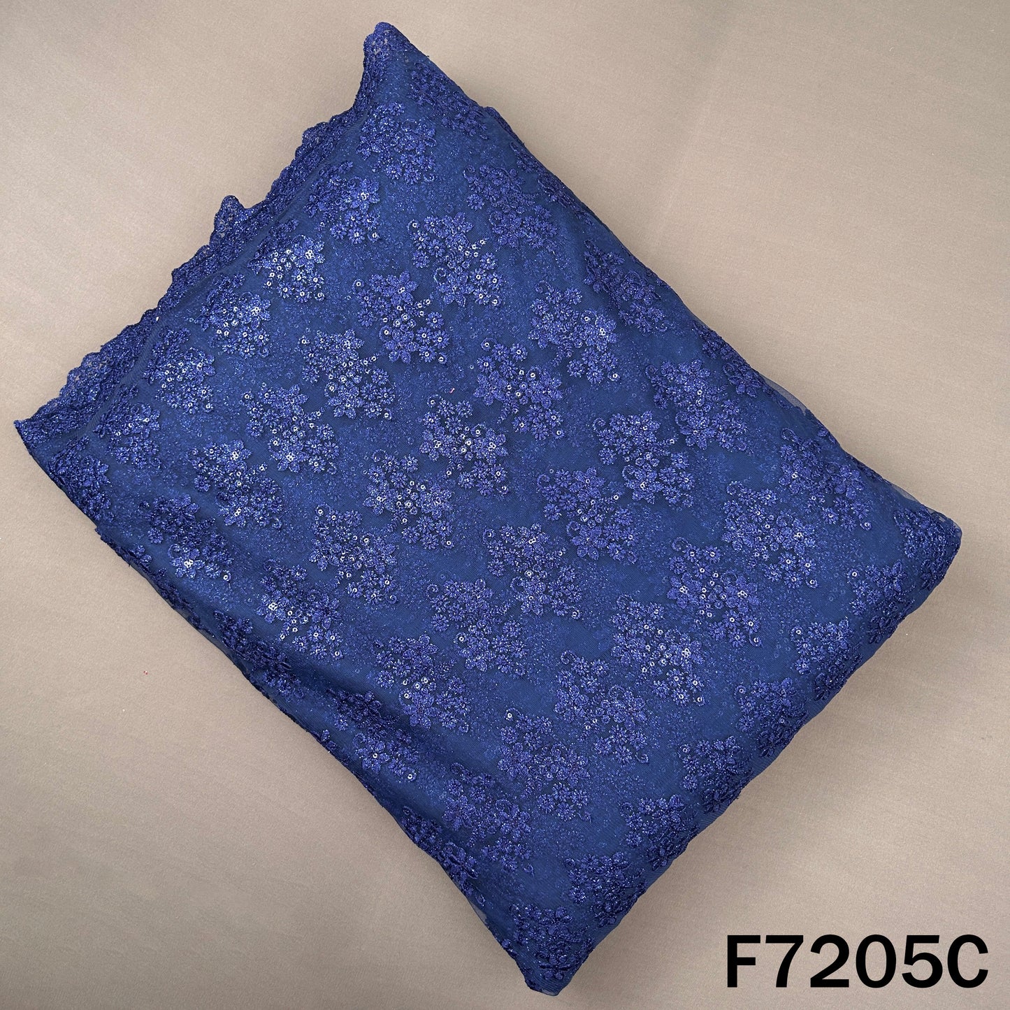 Thread Sequins Embroidered Net Fabric - F7205