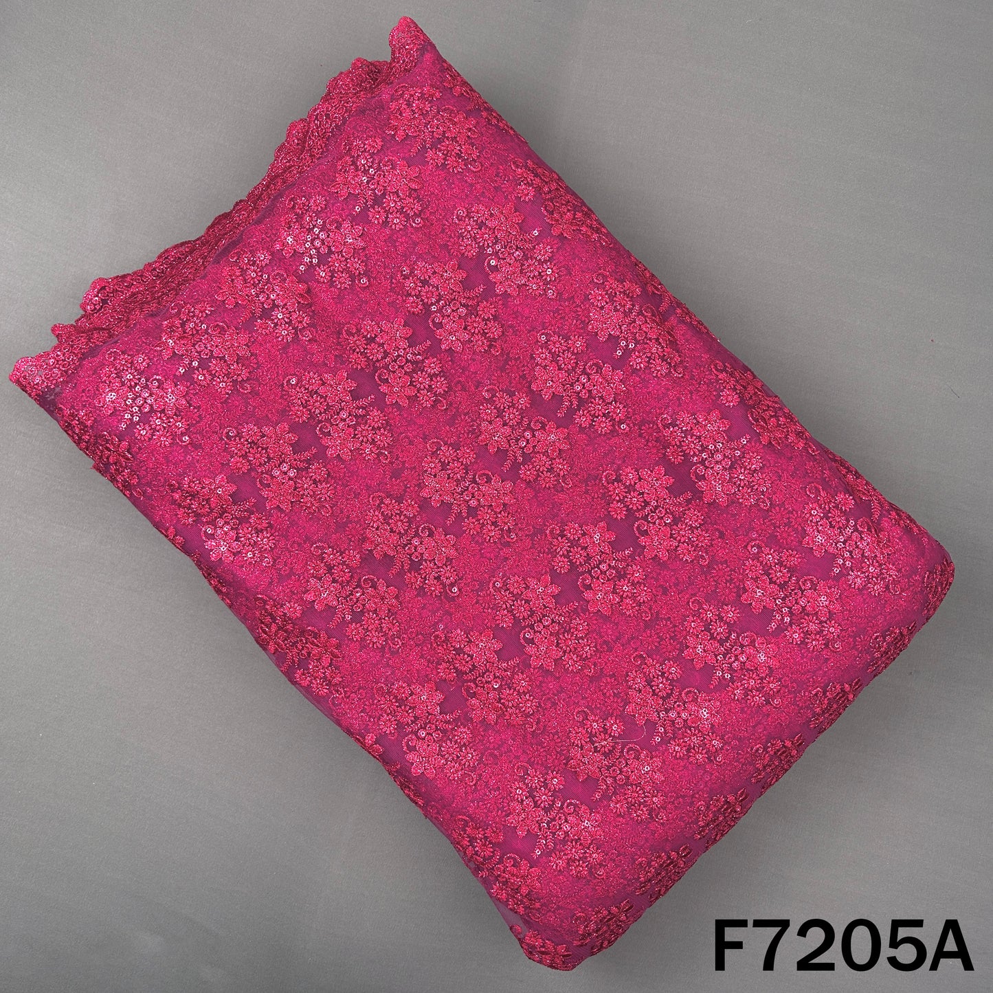 Thread Sequins Embroidered Net Fabric - F7205