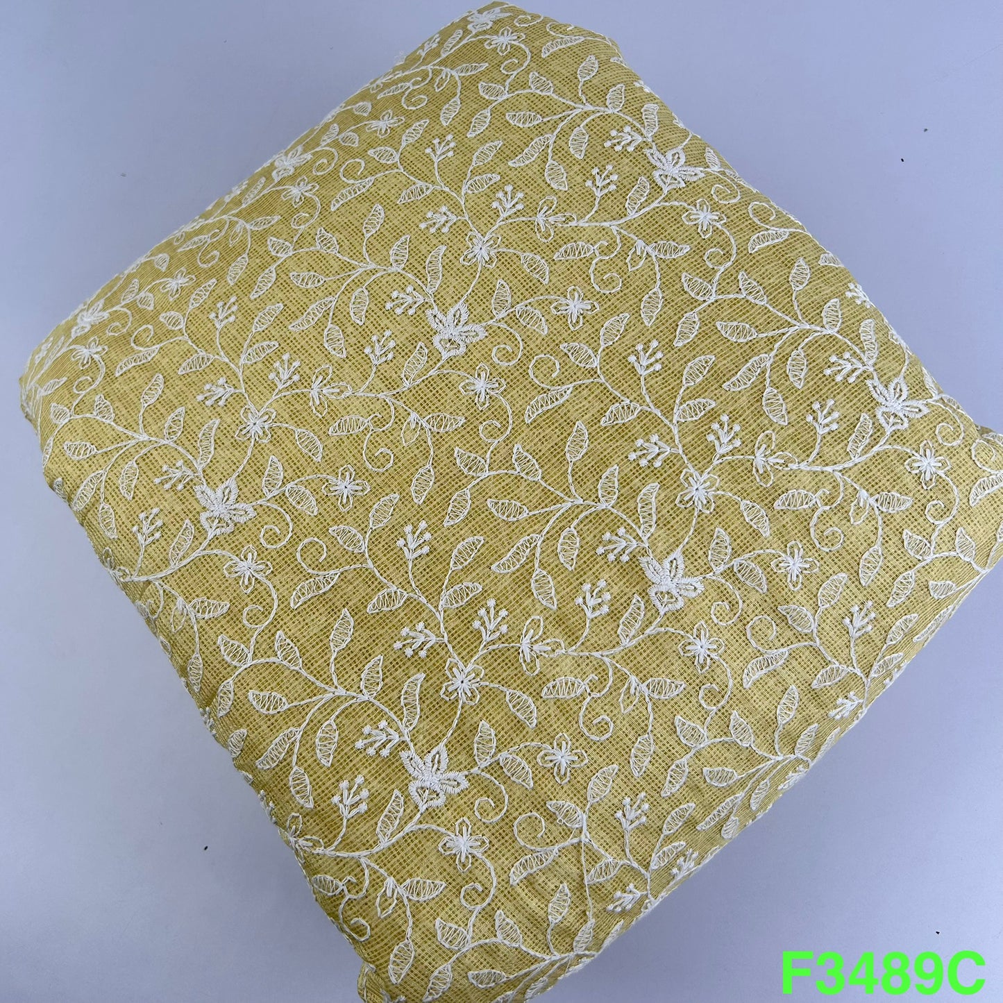 Thread Embroidered Kota Cotton Fabric-F3489