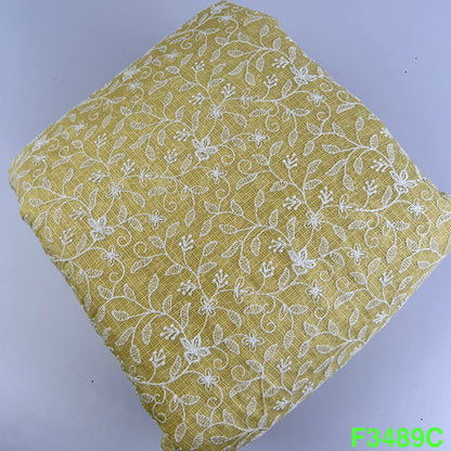 Thread Embroidered Kota Cotton Fabric-F3489
