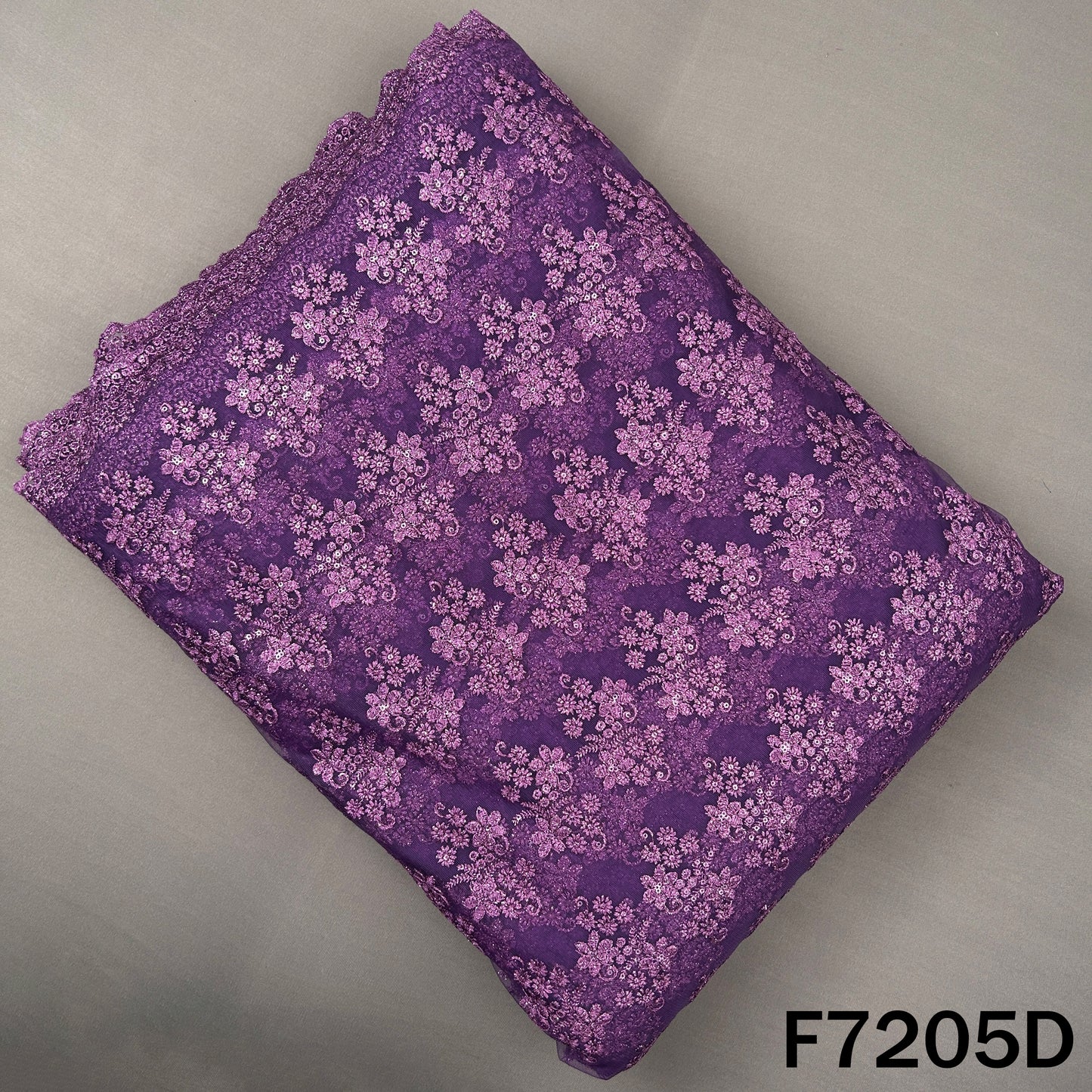 Thread Sequins Embroidered Net Fabric - F7205