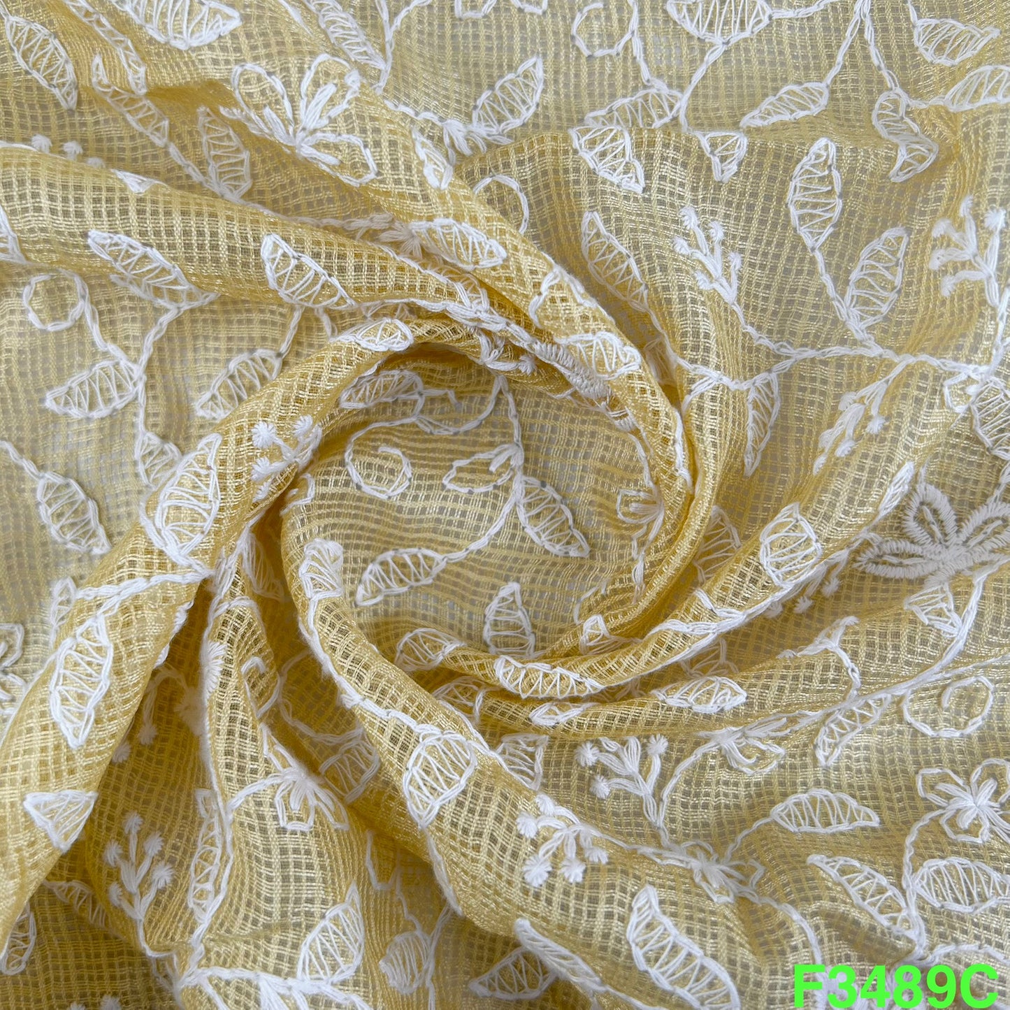 Thread Embroidered Kota Cotton Fabric-F3489