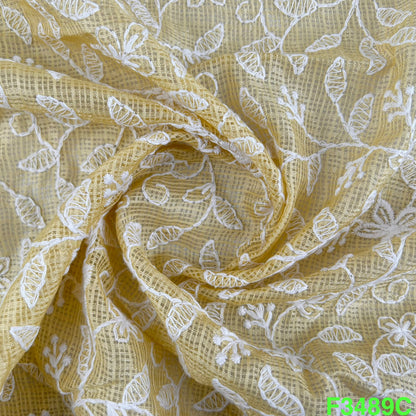 Thread Embroidered Kota Cotton Fabric-F3489