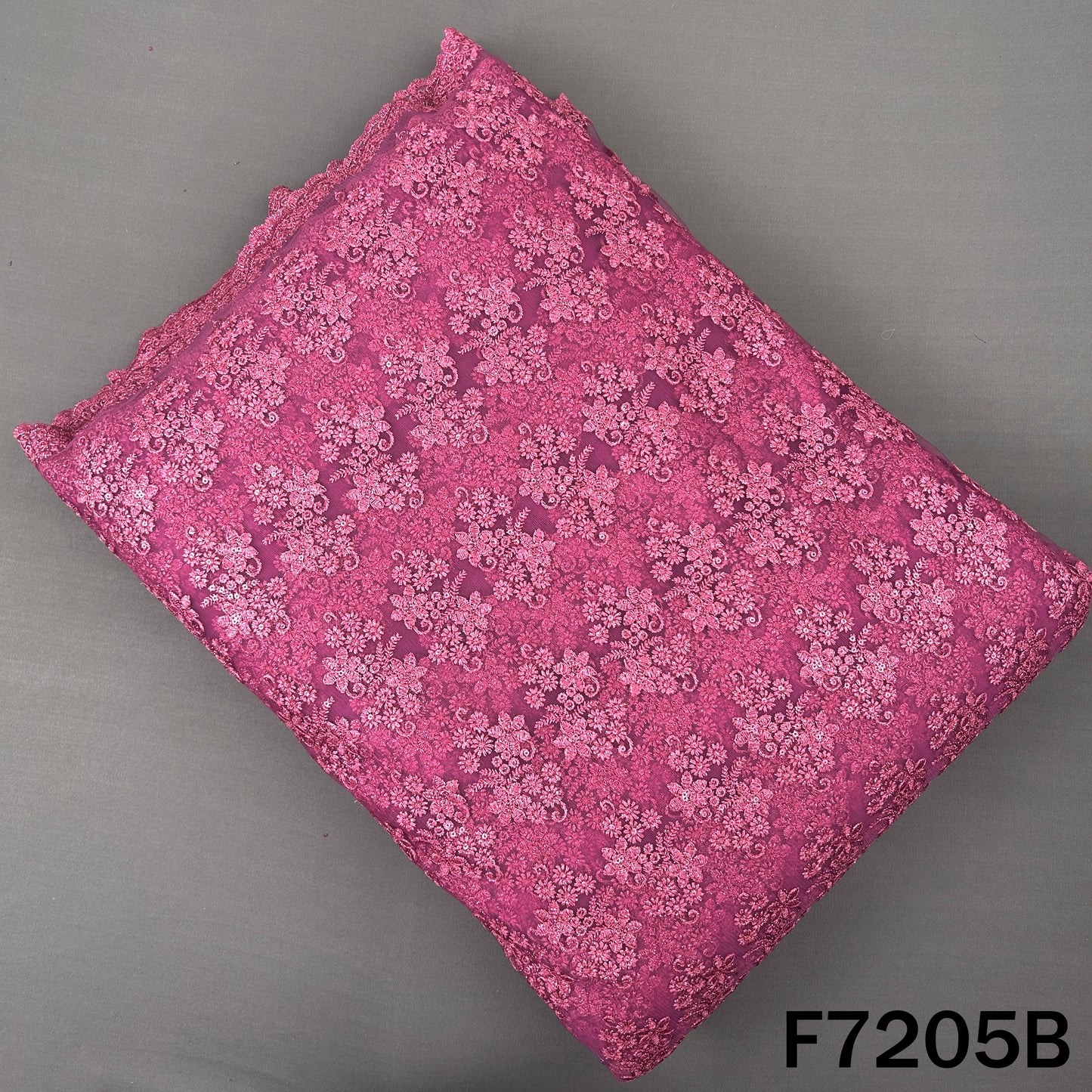 Thread Sequins Embroidered Net Fabric - F7205