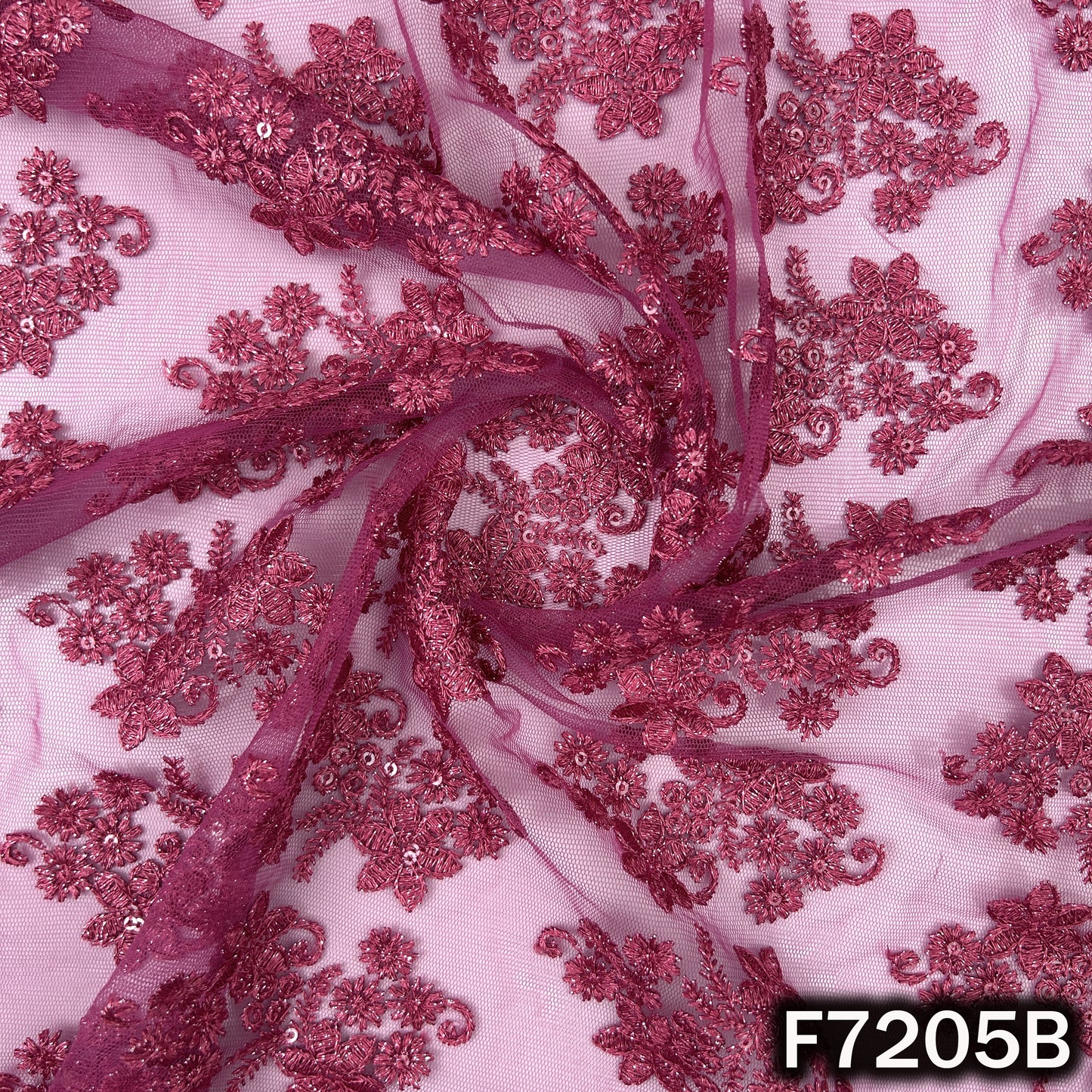 Thread Sequins Embroidered Net Fabric - F7205