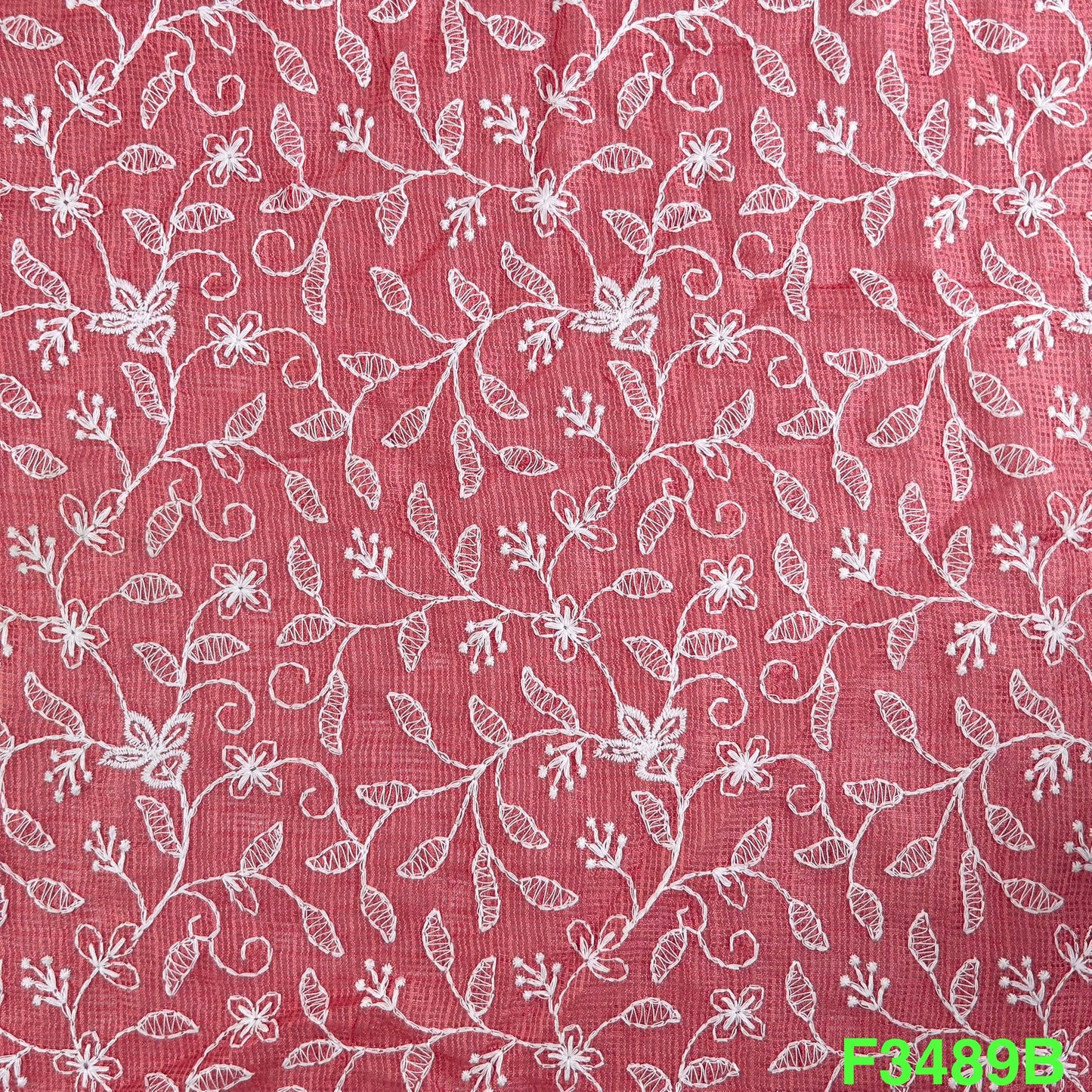 Thread Embroidered Kota Cotton Fabric-F3489