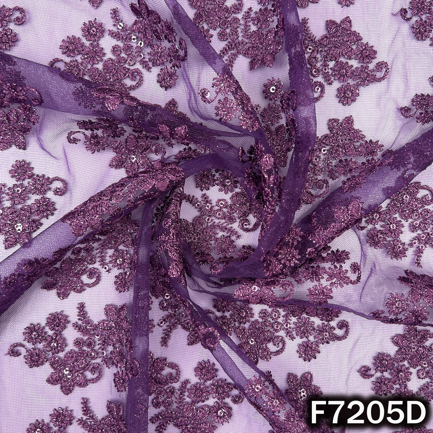 Thread Sequins Embroidered Net Fabric - F7205