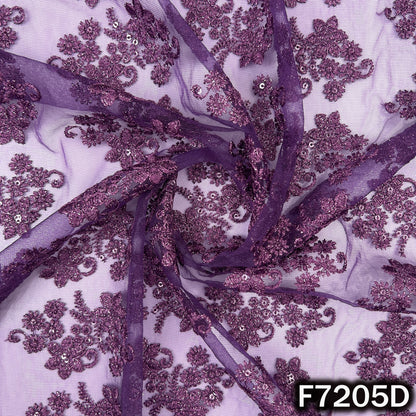 Thread Sequins Embroidered Net Fabric - F7205