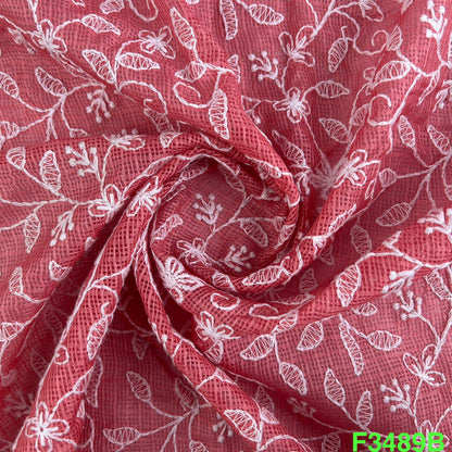 Thread Embroidered Kota Cotton Fabric-F3489