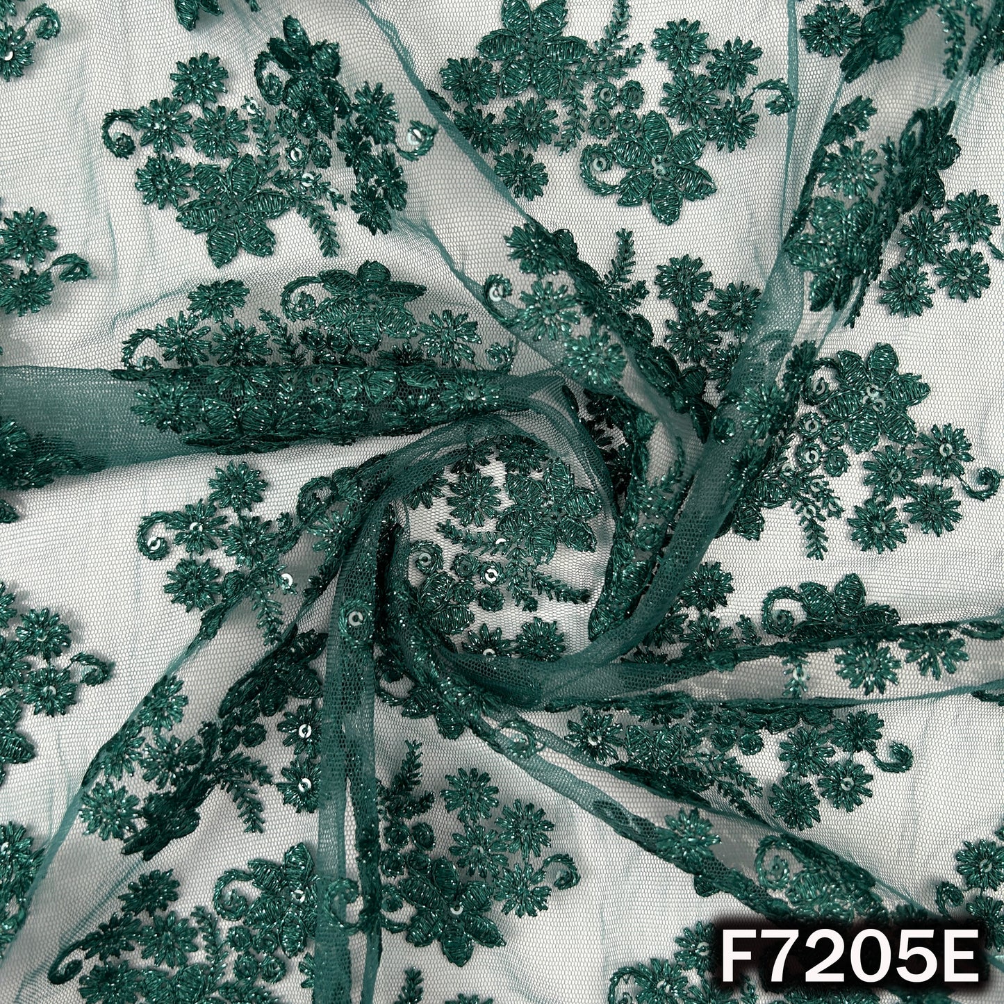 Thread Sequins Embroidered Net Fabric - F7205
